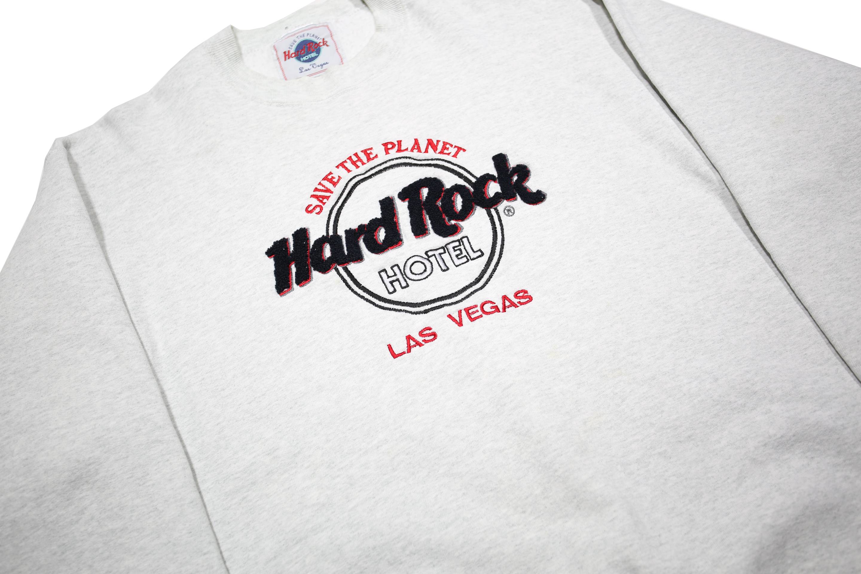 HARD ROCK CAFE Mens White Save The Planet Logo Crew Neck L Sweatshirt