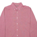 MAINE Mens Red Plain Cotton Long Sleeve Shirt L Button Down Collar Casual