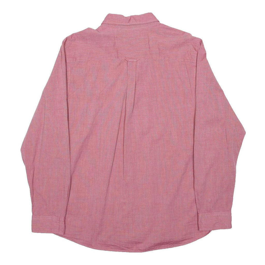 MAINE Mens Red Plain Cotton Long Sleeve Shirt L Button Down Collar Casual
