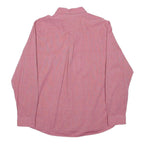MAINE Mens Red Plain Cotton Long Sleeve Shirt L Button Down Collar Casual