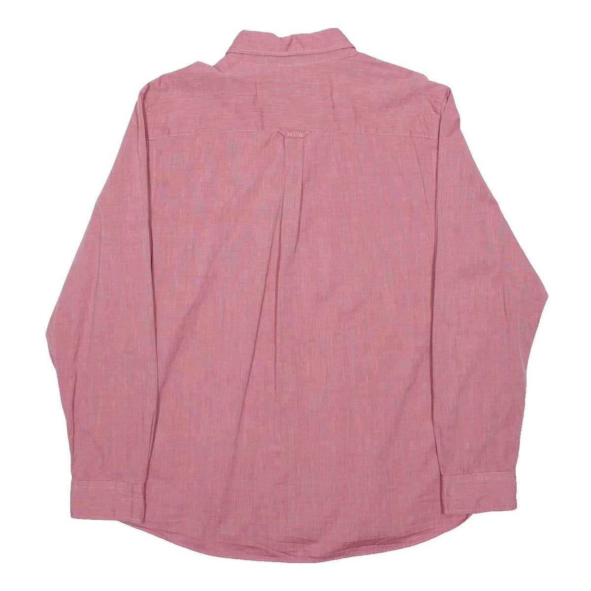 MAINE Mens Red Plain Cotton Long Sleeve Shirt L Button Down Collar Casual