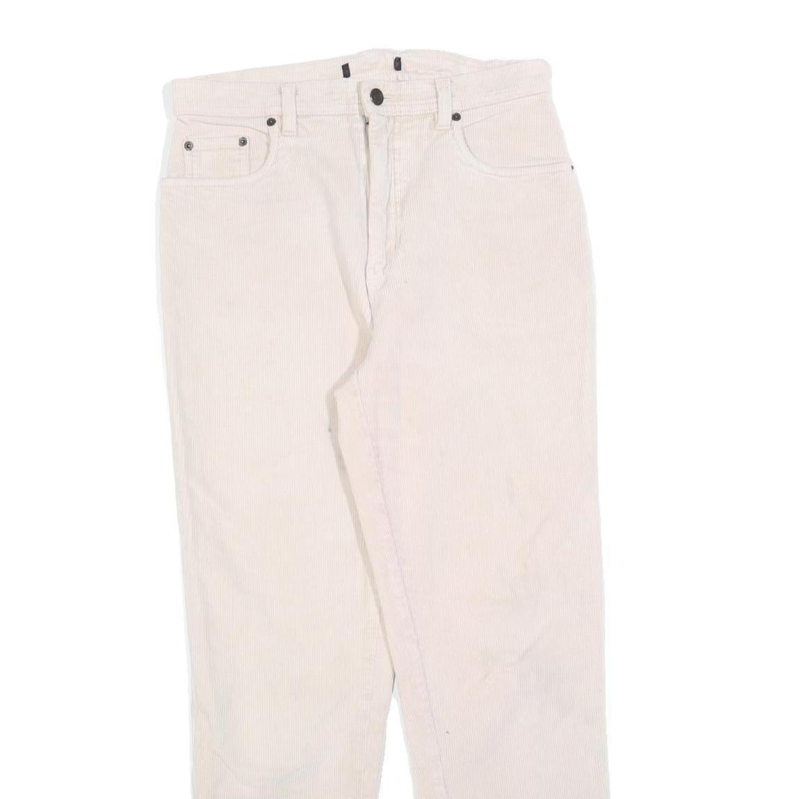 Womens Cotton Blend Slim Fit White Slim Trousers W30 L28 Zip Closure Casual