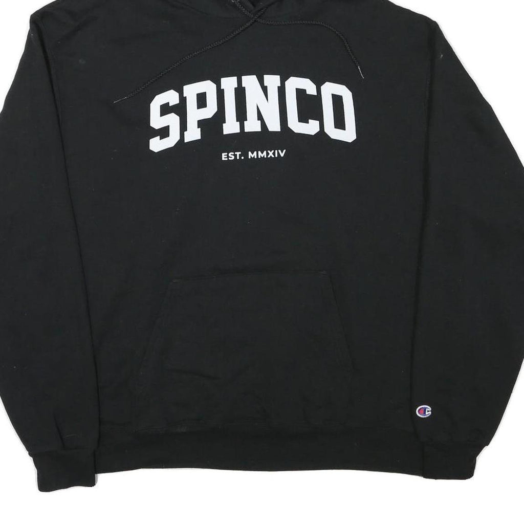 CHAMPION Mens Black Spinco Pullover Hoodie XL Cotton Blend Casual Sweater
