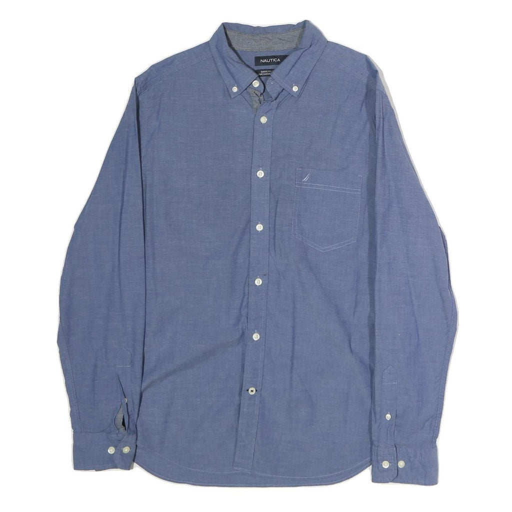 NAUTICA Mens Blue Button-Down Shirt M Classic Cotton Long Sleeve Casual