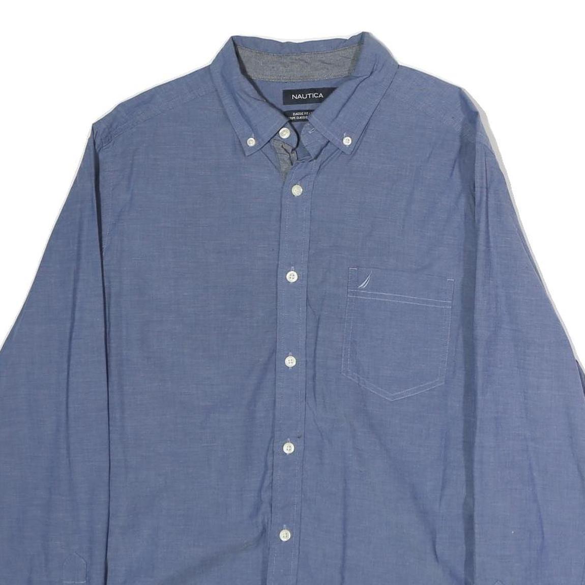 NAUTICA Mens Blue Button-Down Shirt M Classic Cotton Long Sleeve Casual
