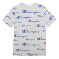 CHAMPION Mens Grey All Over Logo Print T-Shirt XS Short Sleeve Crew Neck Cotton