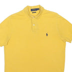 POLO RALPH LAUREN Mens Yellow Short Sleeve Plain Polo Shirt M Cotton Blend
