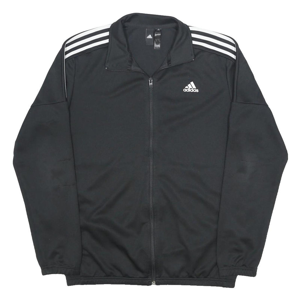 ADIDAS Mens Black Bomber Jacket L Polyester Plain Zip Sportswear Track Top