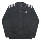 ADIDAS Mens Black Bomber Jacket L Polyester Plain Zip Sportswear Track Top
