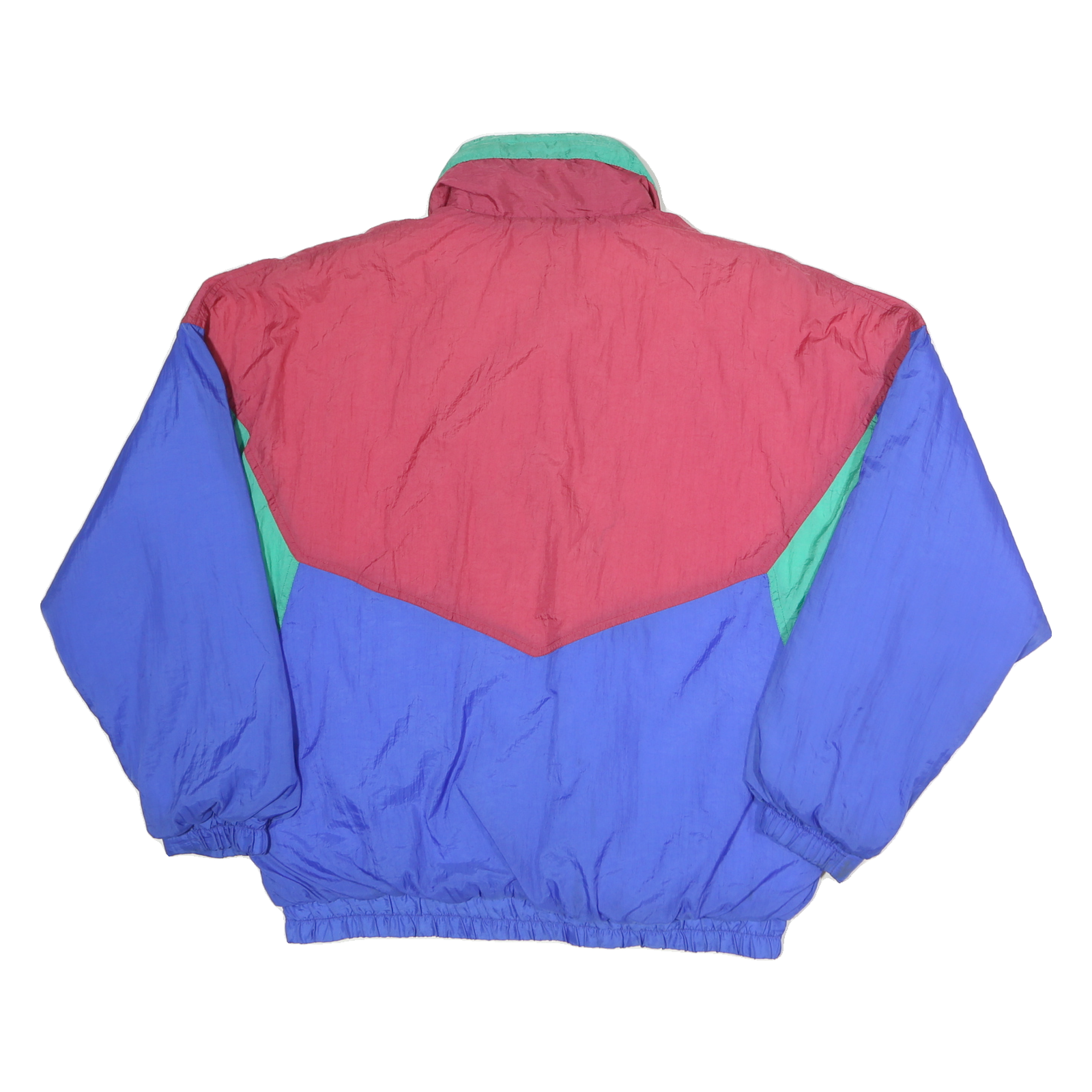 USA Mens Red & Blue Colourblock Shell Jacket M Polyester Zip Casual Retro