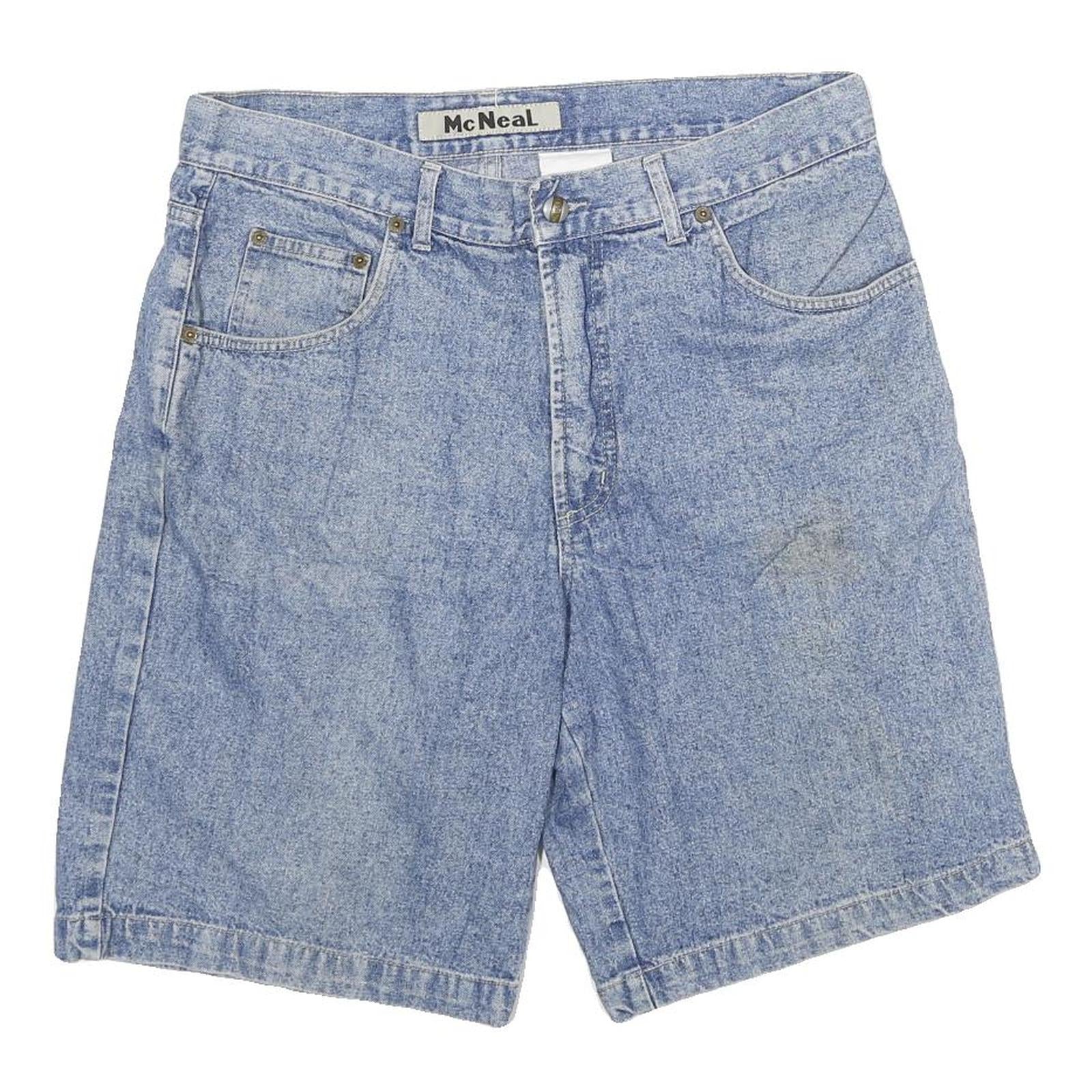 MCNEAL Mens Shorts Blue Denim XL W34 Cotton Blend Casual Classic Fit