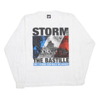 SCREEN STARS BEST Mens White Storm The Bastille Graphic Long Sleeve Crew Neck XL