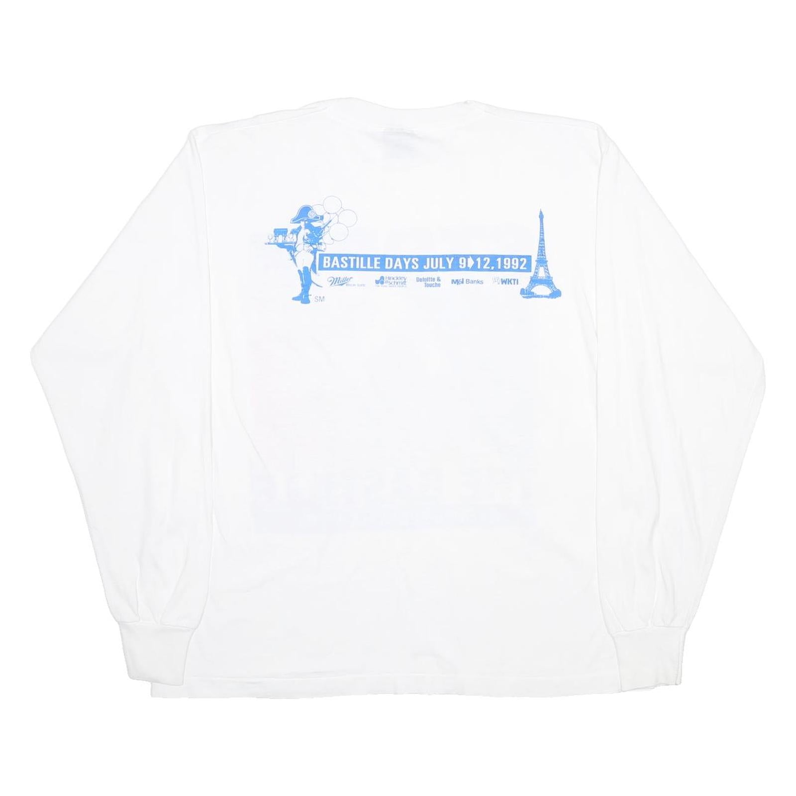 SCREEN STARS BEST Mens White Storm The Bastille Graphic Long Sleeve Crew Neck XL
