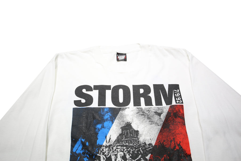 SCREEN STARS BEST Mens White Storm The Bastille Graphic Long Sleeve Crew Neck XL