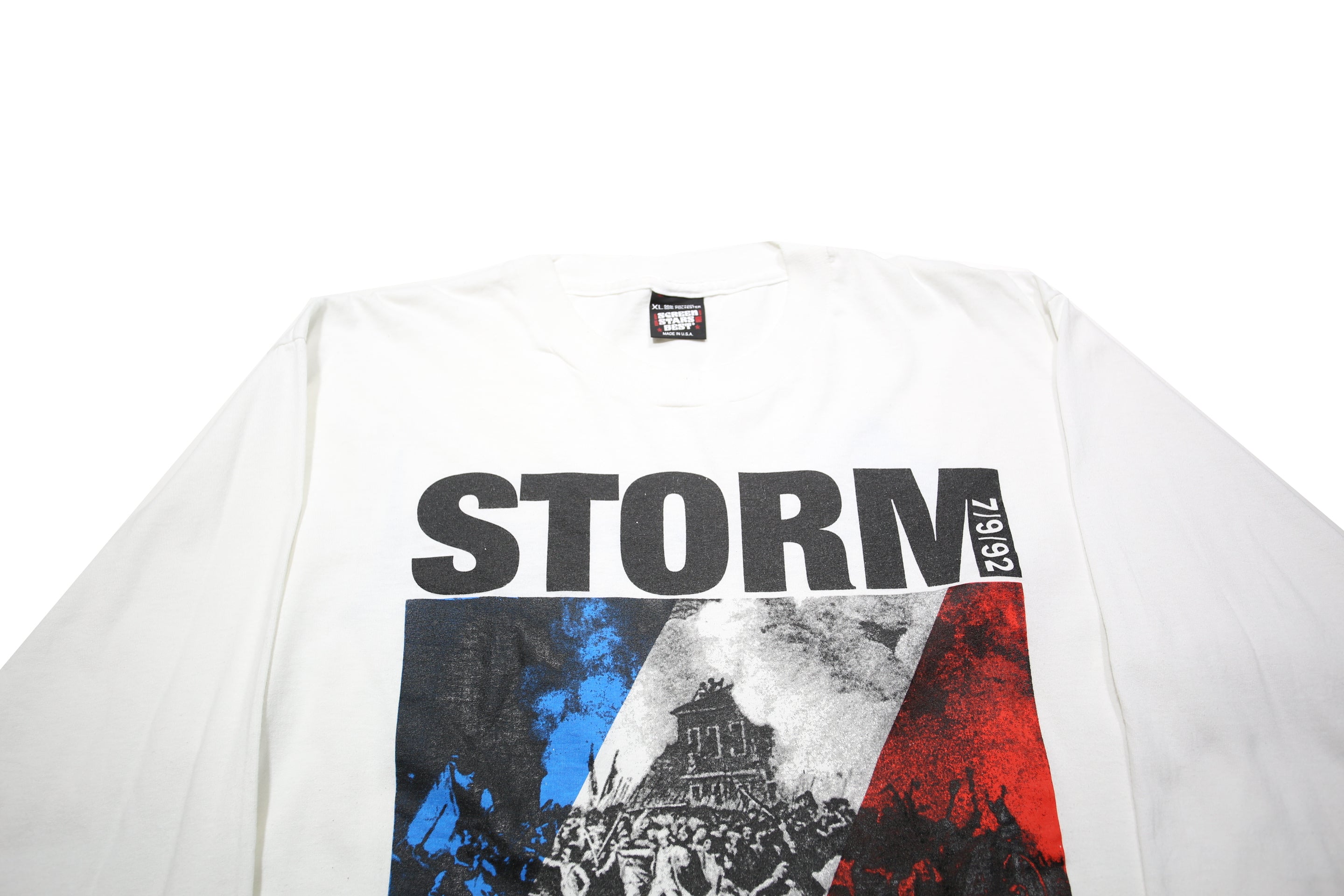 SCREEN STARS BEST Mens White Storm The Bastille Graphic Long Sleeve Crew Neck XL
