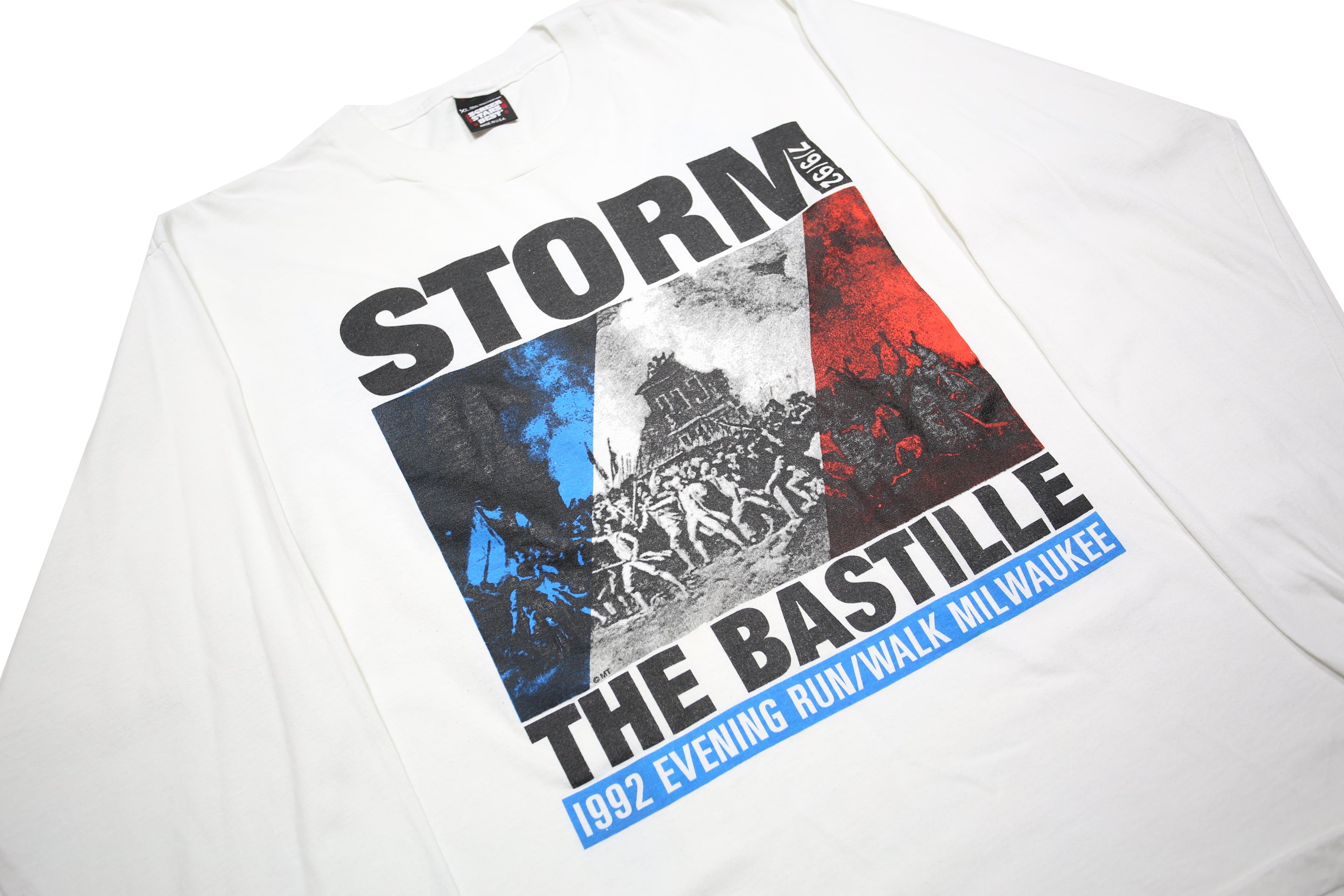 SCREEN STARS BEST Mens White Storm The Bastille Graphic Long Sleeve Crew Neck XL