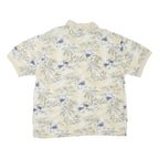 SUMA Womens Cream Floral Palm Tree Short Sleeve Polo Shirt XL Cotton Blend