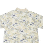SUMA Womens Cream Floral Palm Tree Short Sleeve Polo Shirt XL Cotton Blend