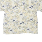 SUMA Womens Cream Floral Palm Tree Short Sleeve Polo Shirt XL Cotton Blend