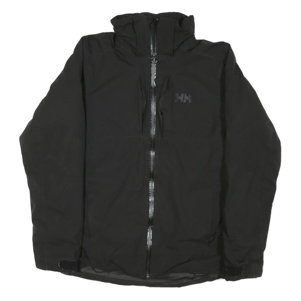 HELLY HANSEN Womens Black Outdoor Jacket L Polyester Blend Zip Plain Lightweight