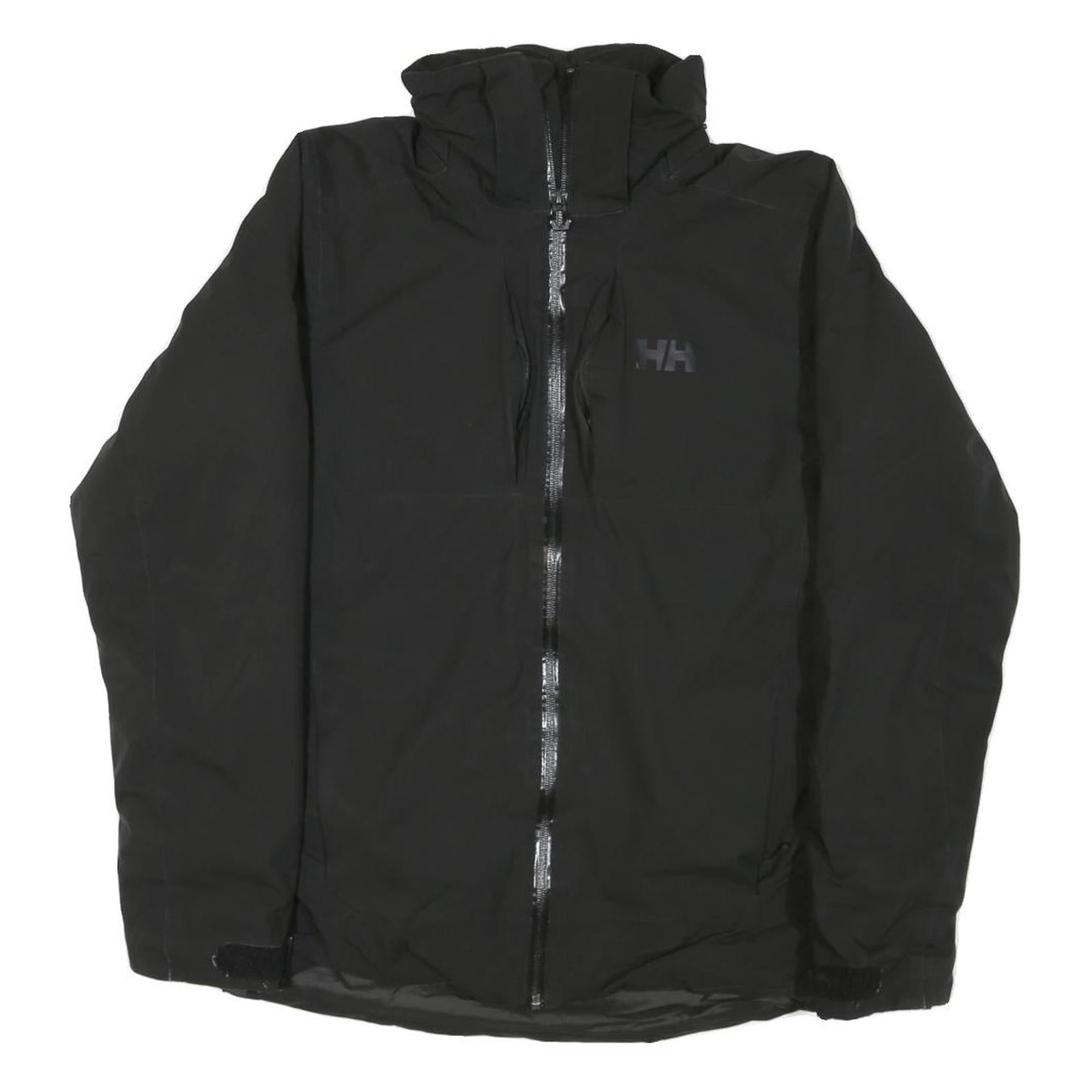 HELLY HANSEN Womens Black Outdoor Jacket L Polyester Blend Zip Plain Lightweight