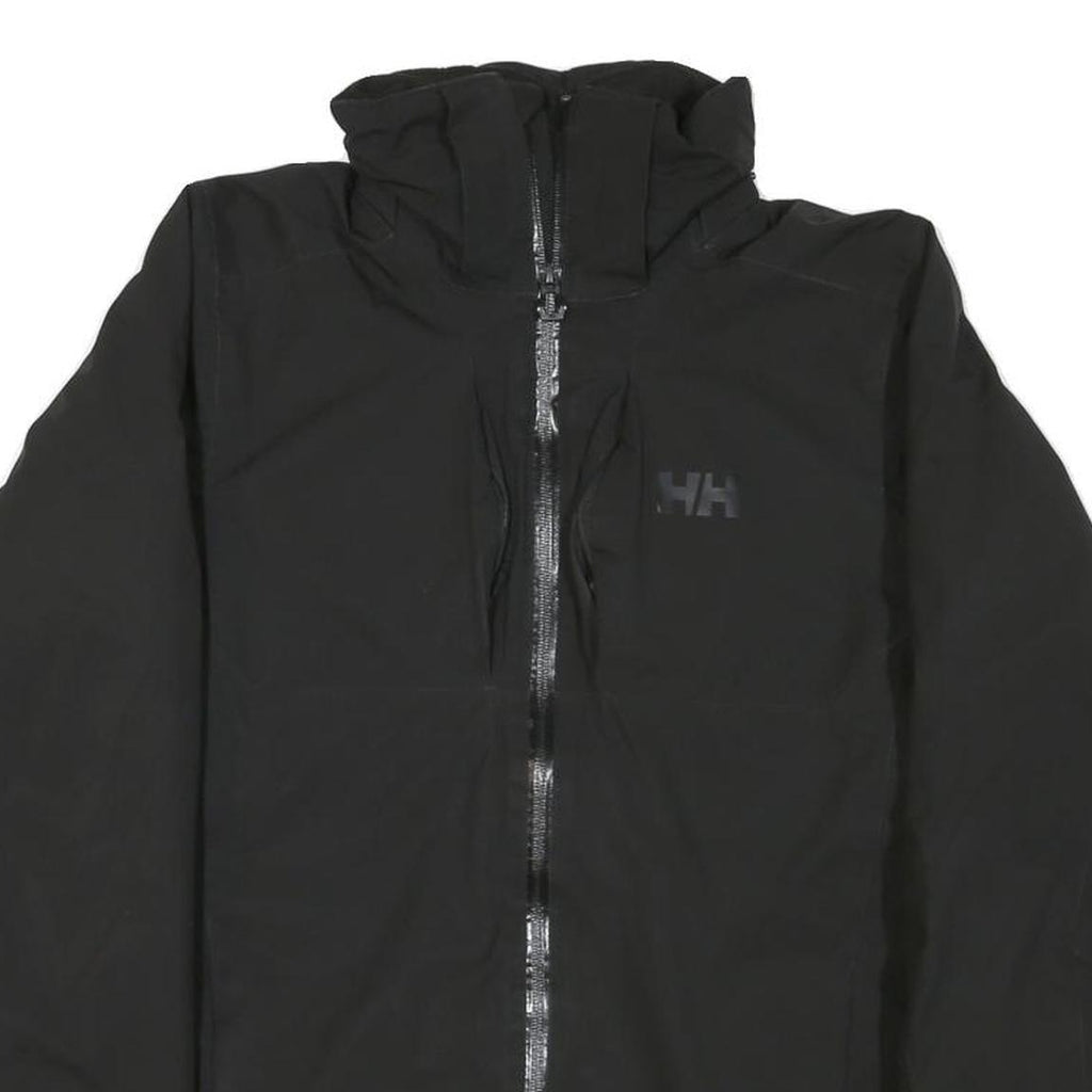 HELLY HANSEN Womens Black Outdoor Jacket L Polyester Blend Zip Plain Lightweight