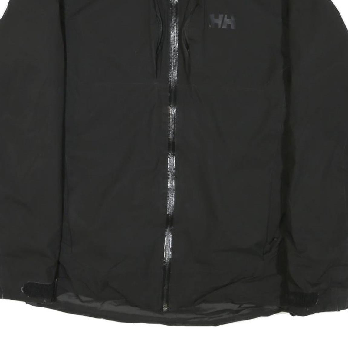 HELLY HANSEN Womens Black Outdoor Jacket L Polyester Blend Zip Plain Lightweight