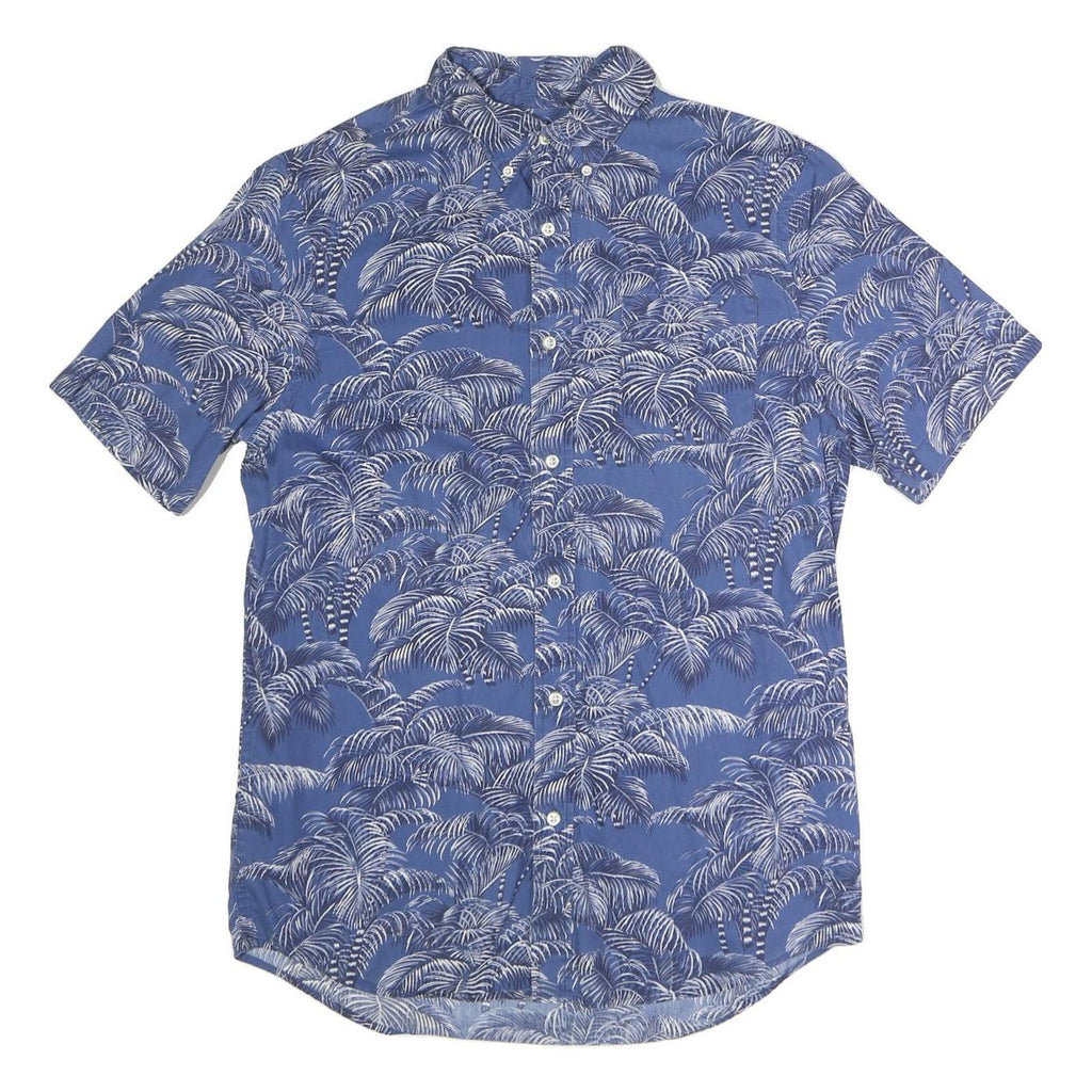 CHAPS Mens Blue And White Palm Tree Print Shirt M Cotton Blend Casual Summer