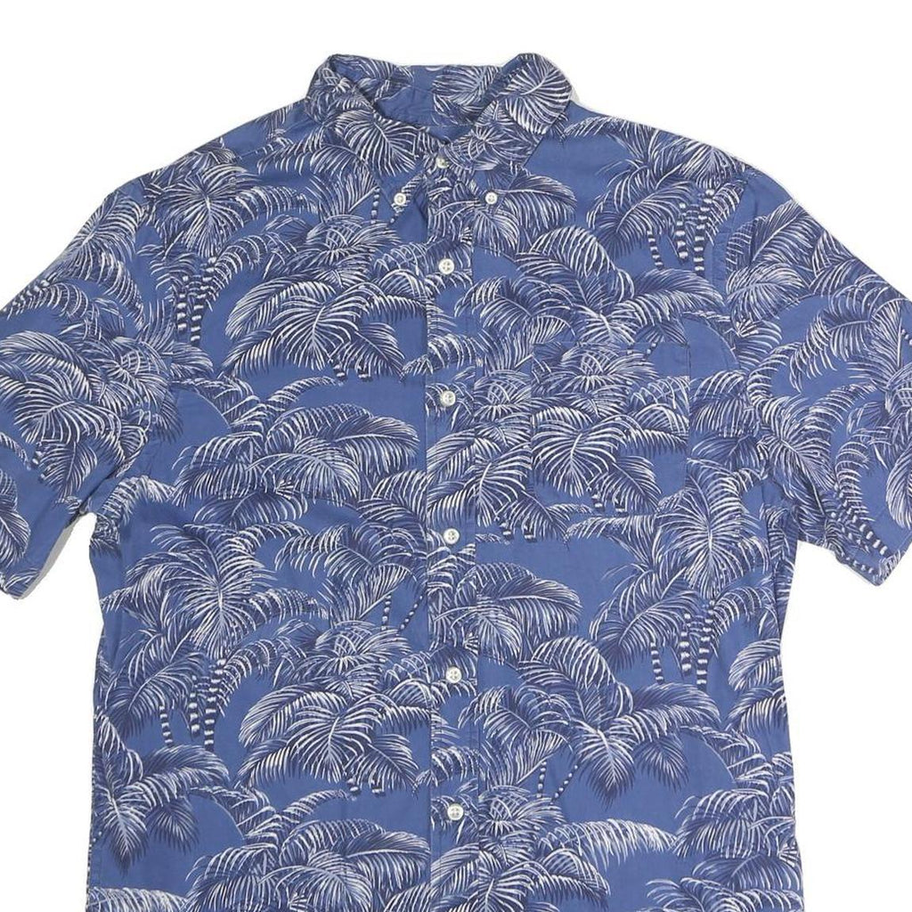 CHAPS Mens Blue And White Palm Tree Print Shirt M Cotton Blend Casual Summer