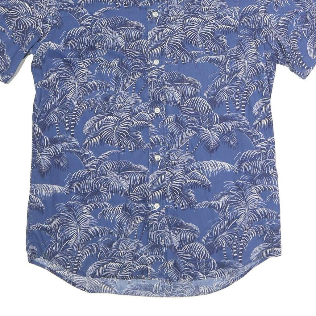 CHAPS Mens Blue And White Palm Tree Print Shirt M Cotton Blend Casual Summer