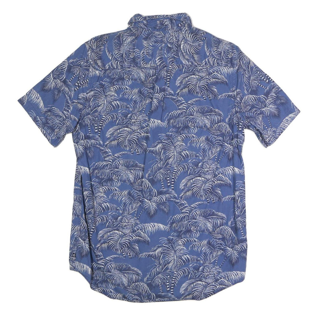 CHAPS Mens Blue And White Palm Tree Print Shirt M Cotton Blend Casual Summer