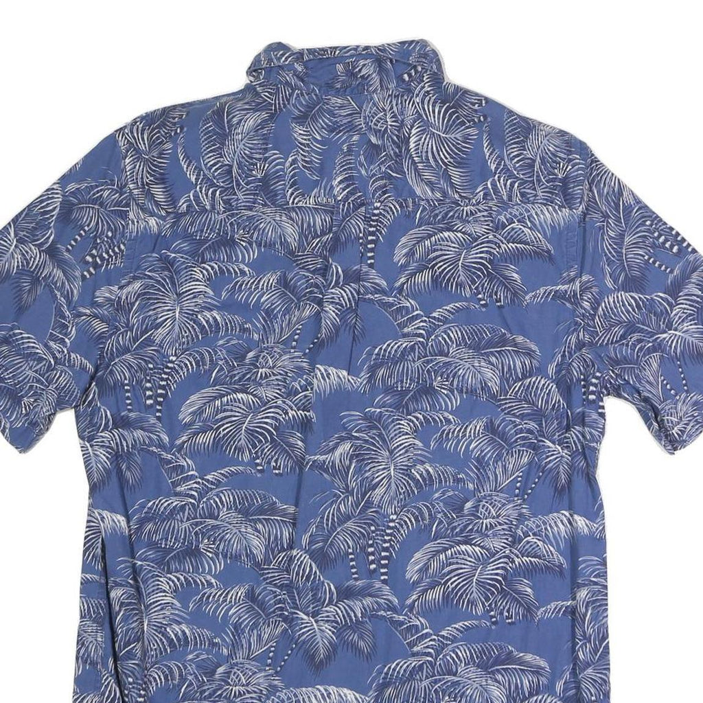 CHAPS Mens Blue And White Palm Tree Print Shirt M Cotton Blend Casual Summer