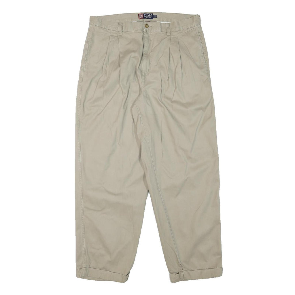 CHAPS Mens Cotton Blend Beige Relaxed Straight Trousers W34 L29 Casual Classic