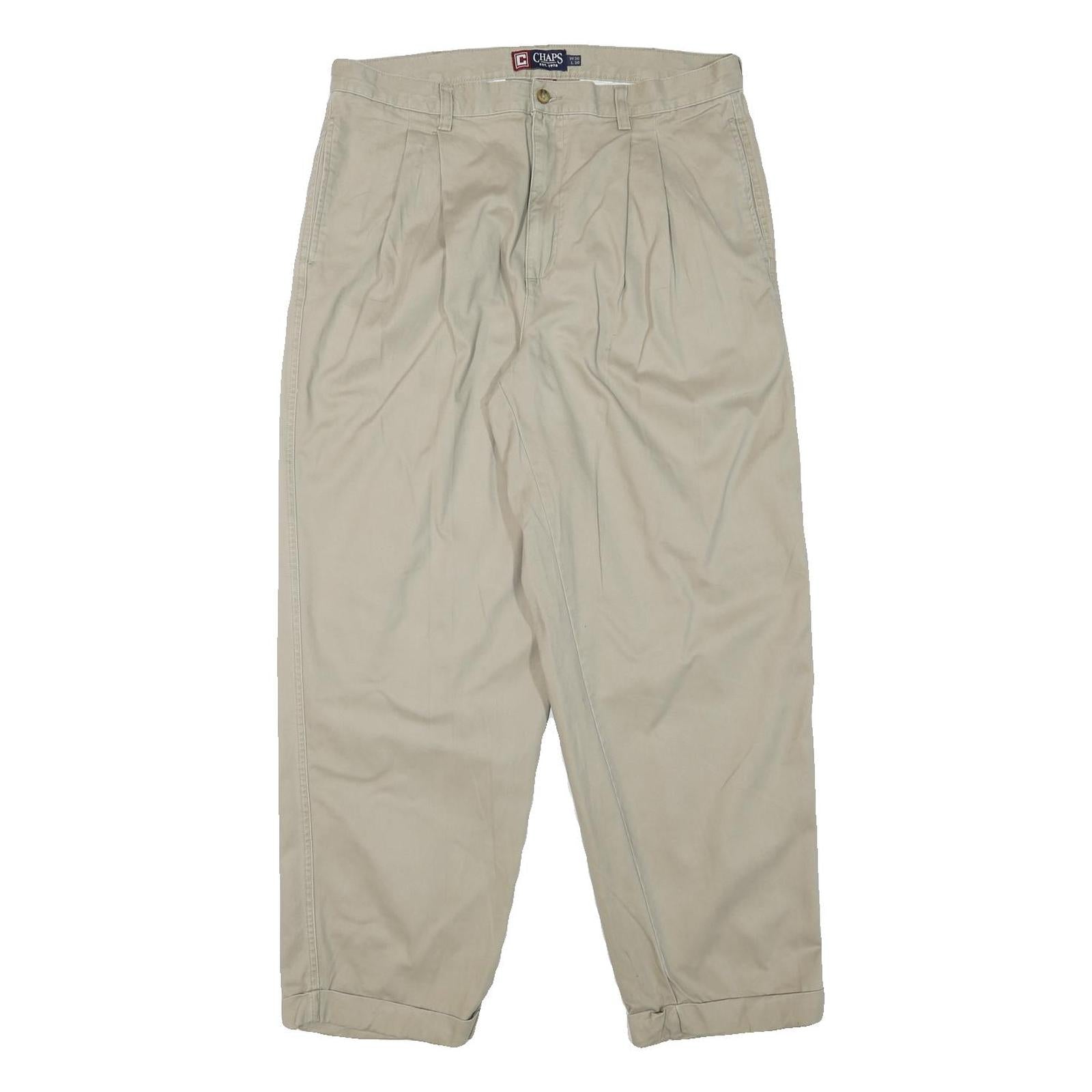 CHAPS Mens Cotton Blend Beige Relaxed Straight Trousers W34 L29 Casual Classic