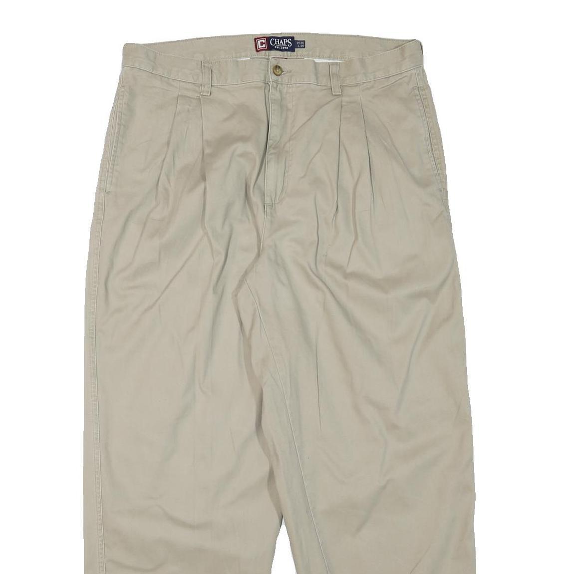 CHAPS Mens Cotton Blend Beige Relaxed Straight Trousers W34 L29 Casual Classic