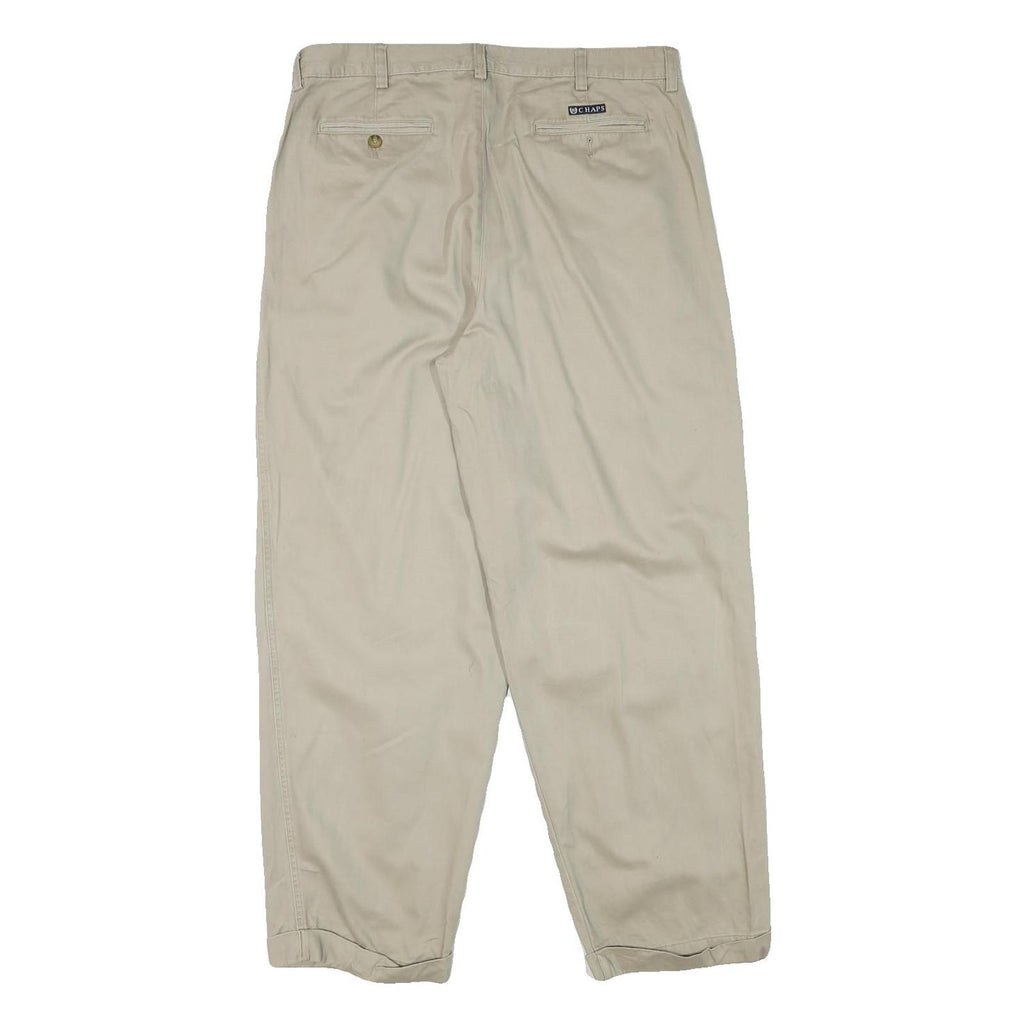 CHAPS Mens Cotton Blend Beige Relaxed Straight Trousers W34 L29 Casual Classic