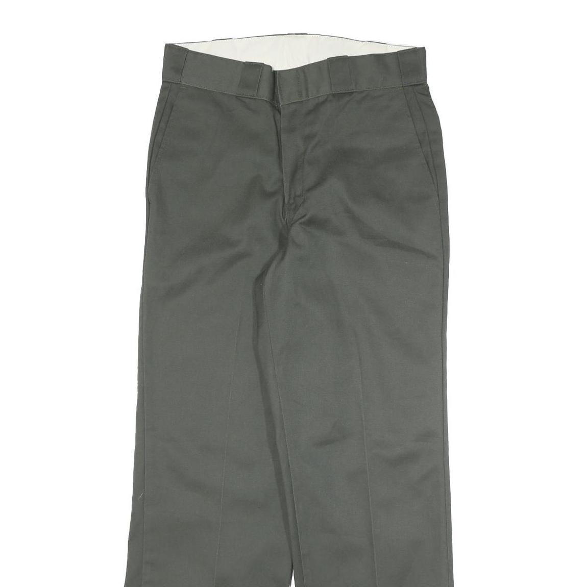 DICKIES Mens Cotton Blend Regular Fit Straight Trousers Grey W30 L30 Workwear