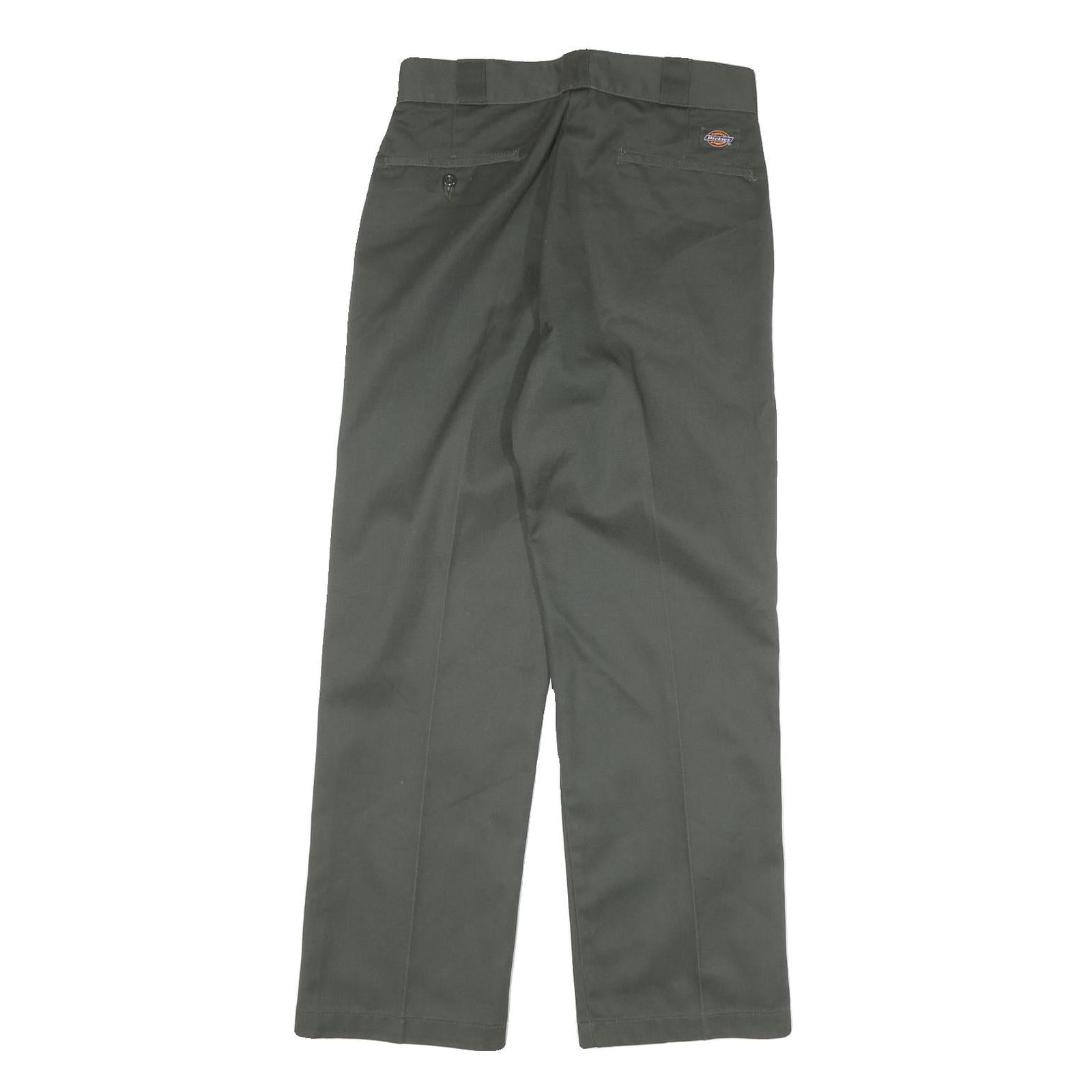 DICKIES Mens Cotton Blend Regular Fit Straight Trousers Grey W30 L30 Workwear