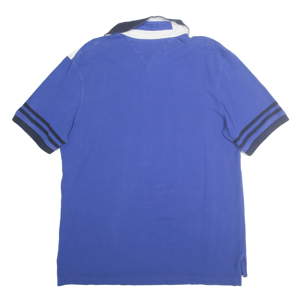 TOMMY HILFIGER Mens Blue & White Striped Classic Heritage XL Polo Shirt Cotton