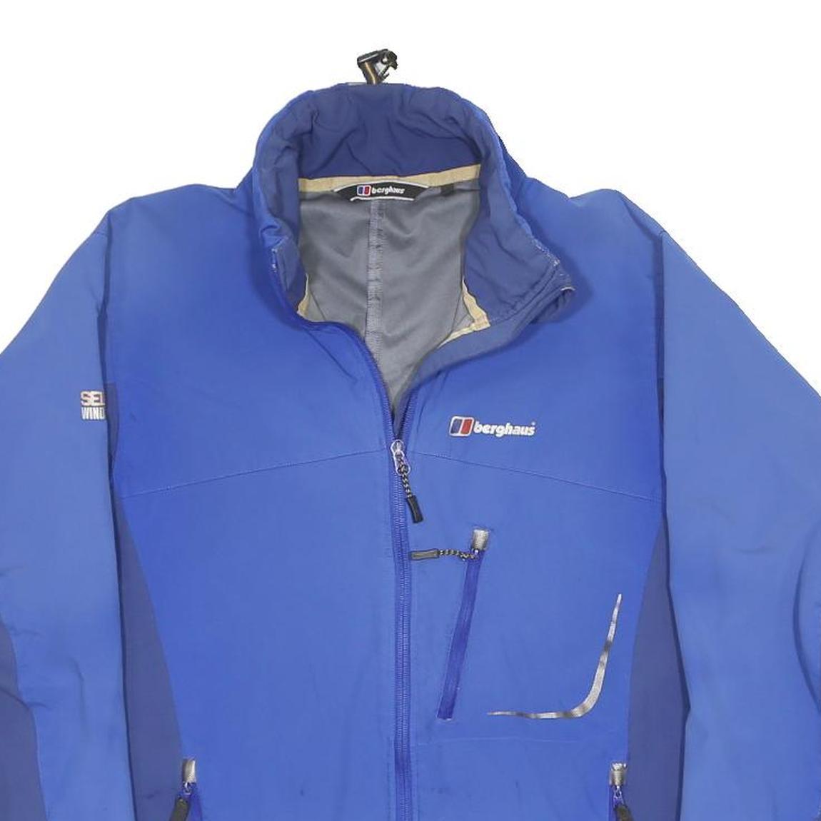 BERGHAUS Mens Blue & Navy Outdoor Jacket L Polyester Zip Breathable