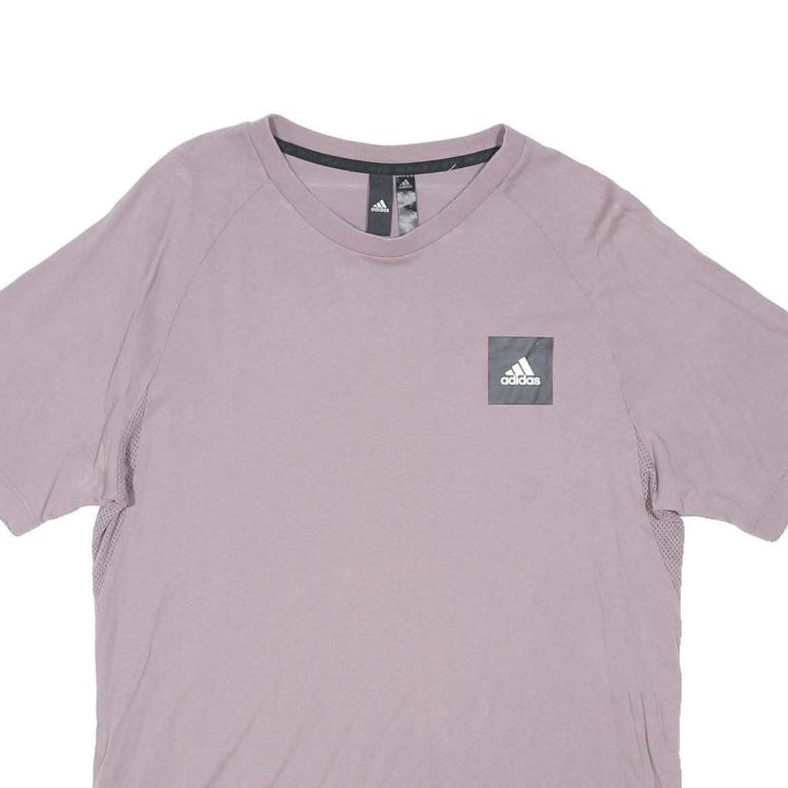 ADIDAS Womens Lilac Purple Casual T-Shirt L Short Sleeve Crew Neck Cotton Blend
