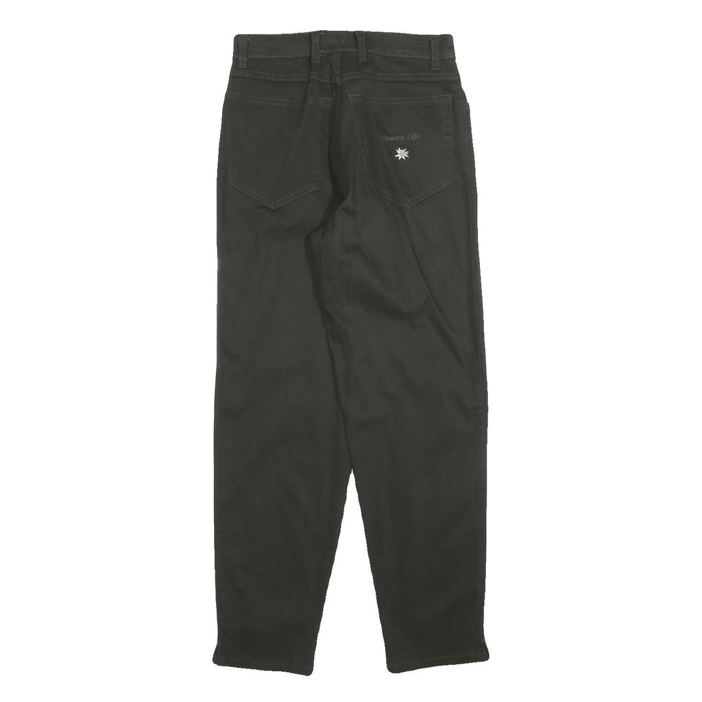 COUNTRY LIFE Womens Black Cotton Blend Regular Tapered Trousers W26 L28