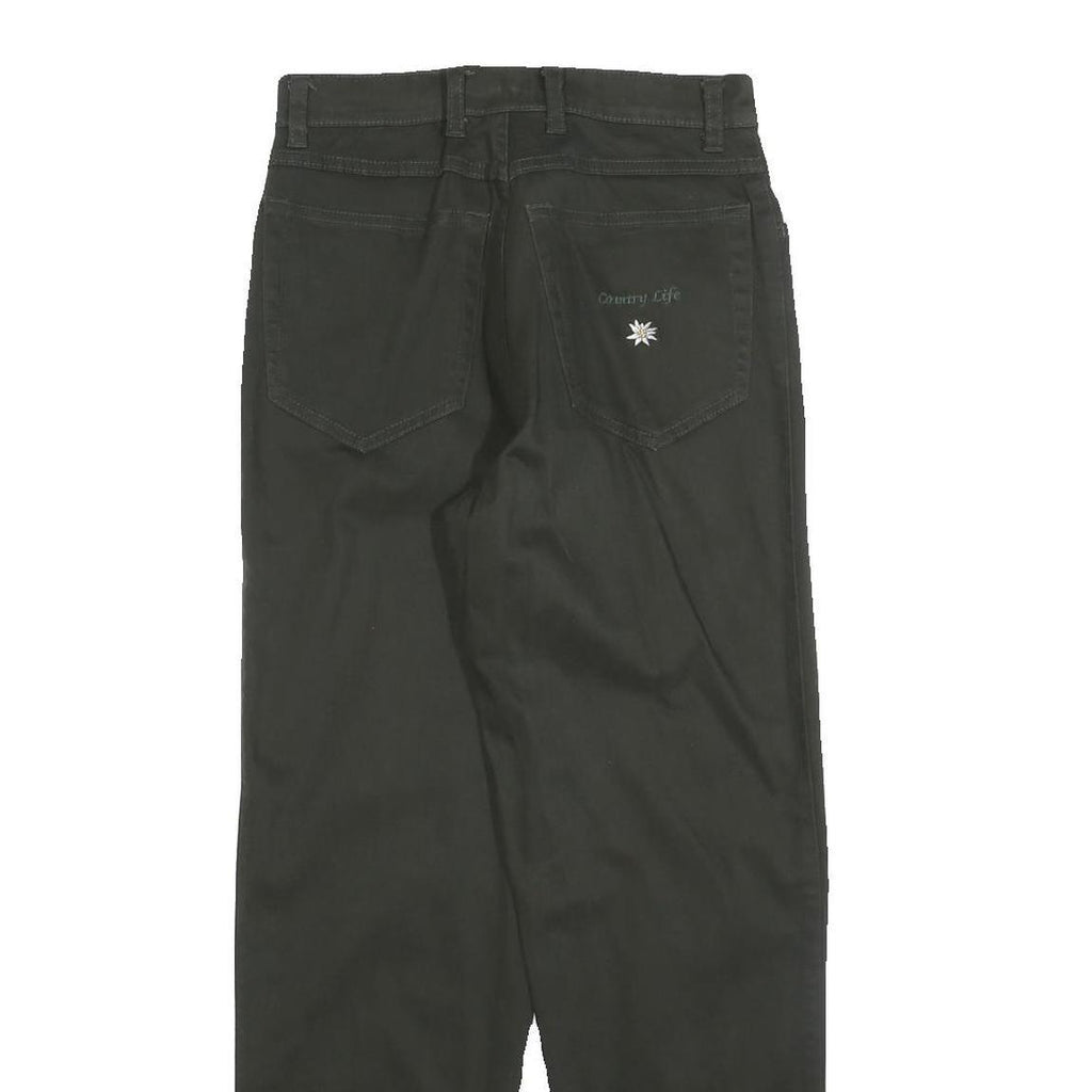 COUNTRY LIFE Womens Black Cotton Blend Regular Tapered Trousers W26 L28