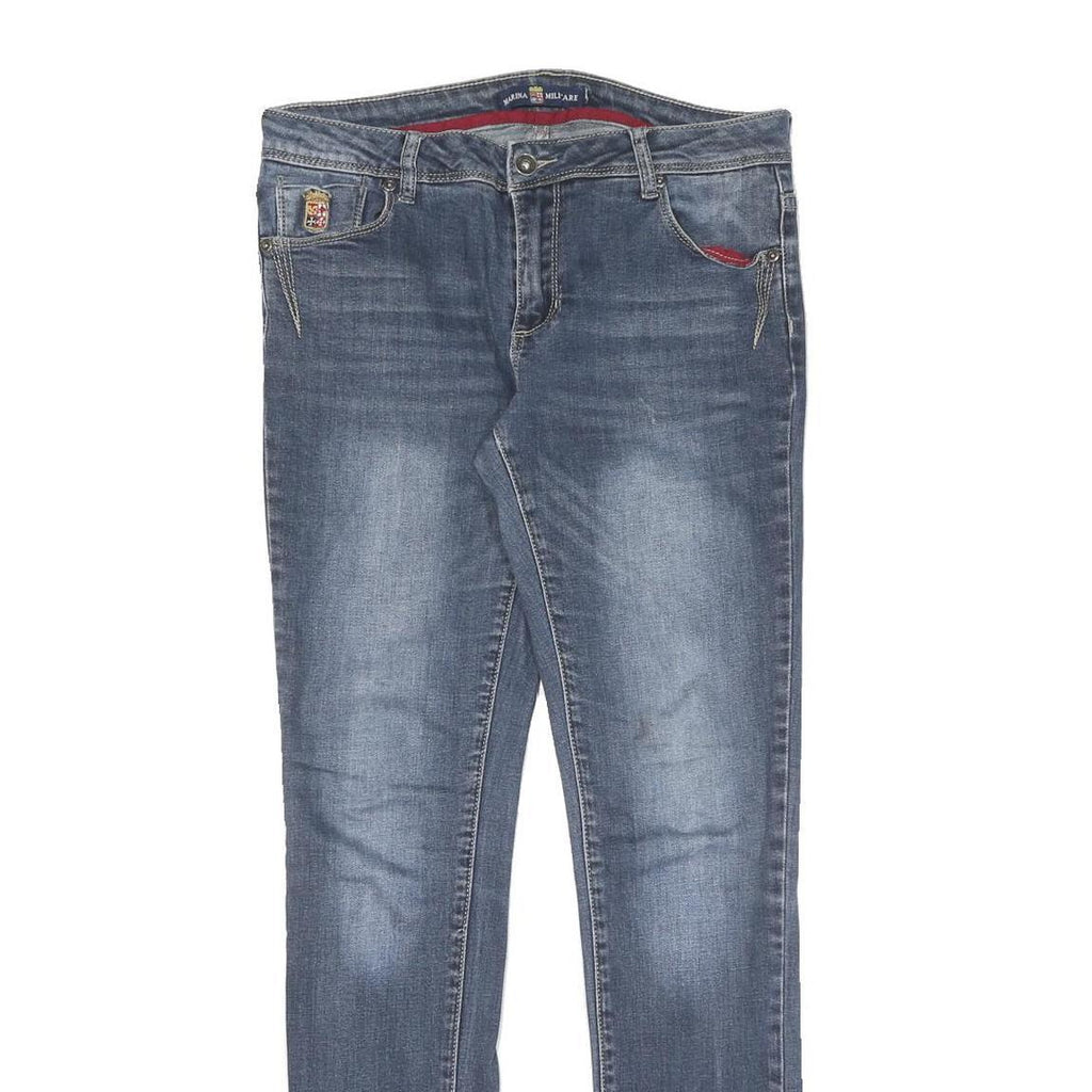 Mens Slim Blue Denim Jeans Cotton Zip W32 L31 Stylish Casual Everyday Wear