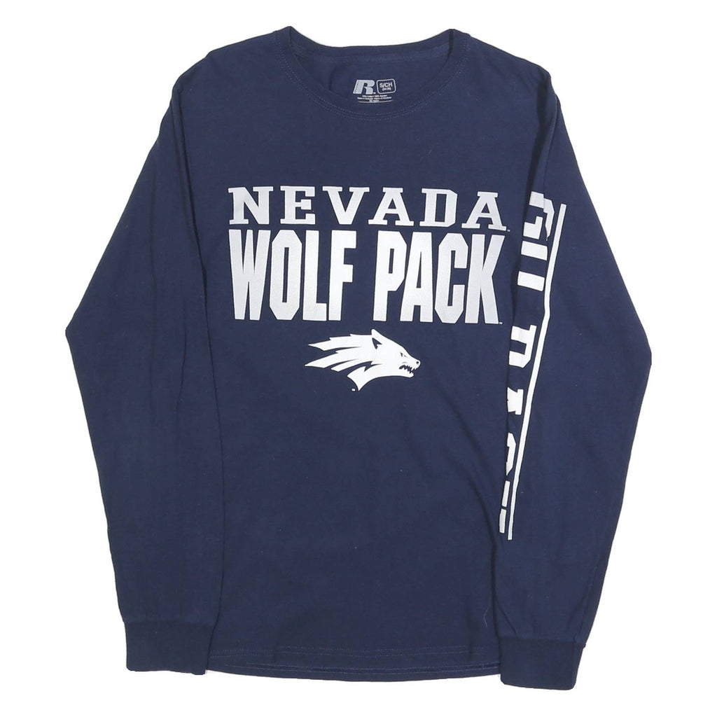 RUSSELL ATHLETIC Mens Navy Wolf Pack Graphic Long Sleeve Crew Neck T-Shirt S