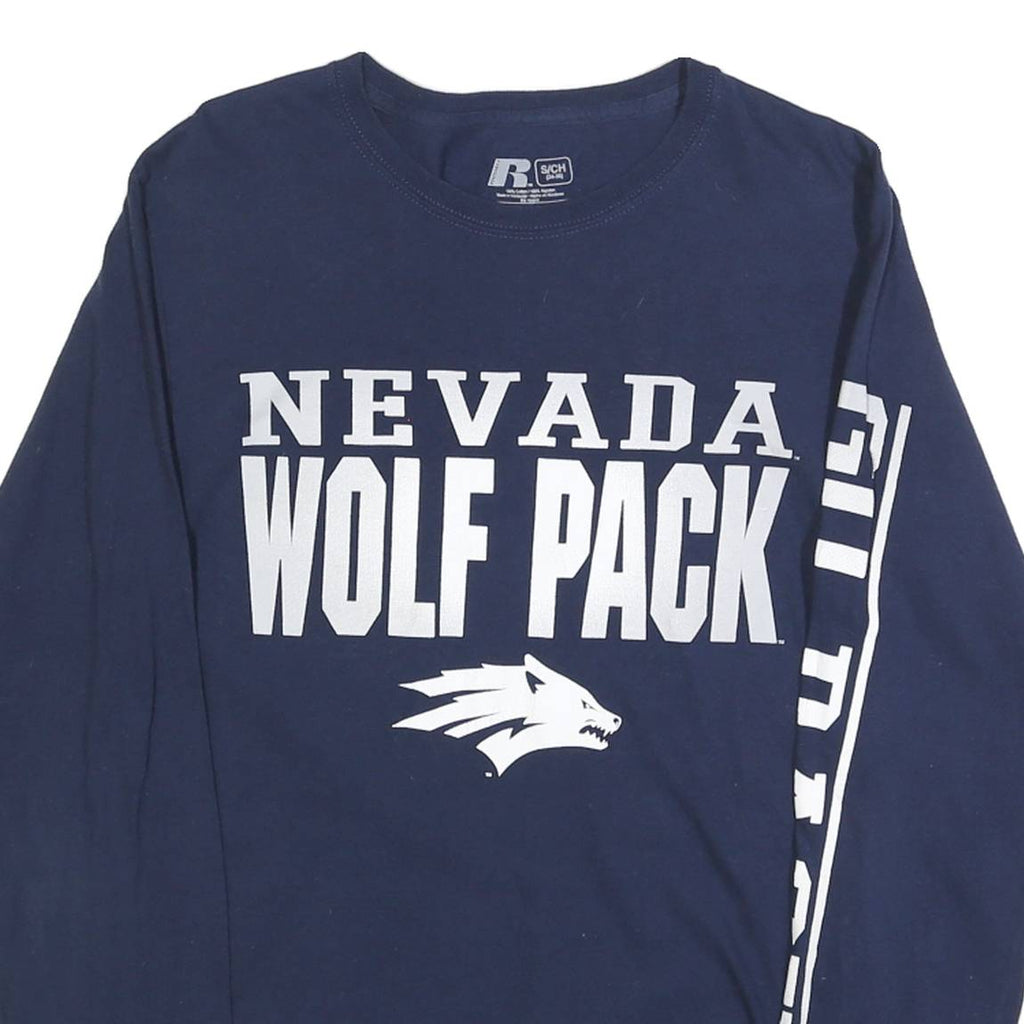 RUSSELL ATHLETIC Mens Navy Wolf Pack Graphic Long Sleeve Crew Neck T-Shirt S
