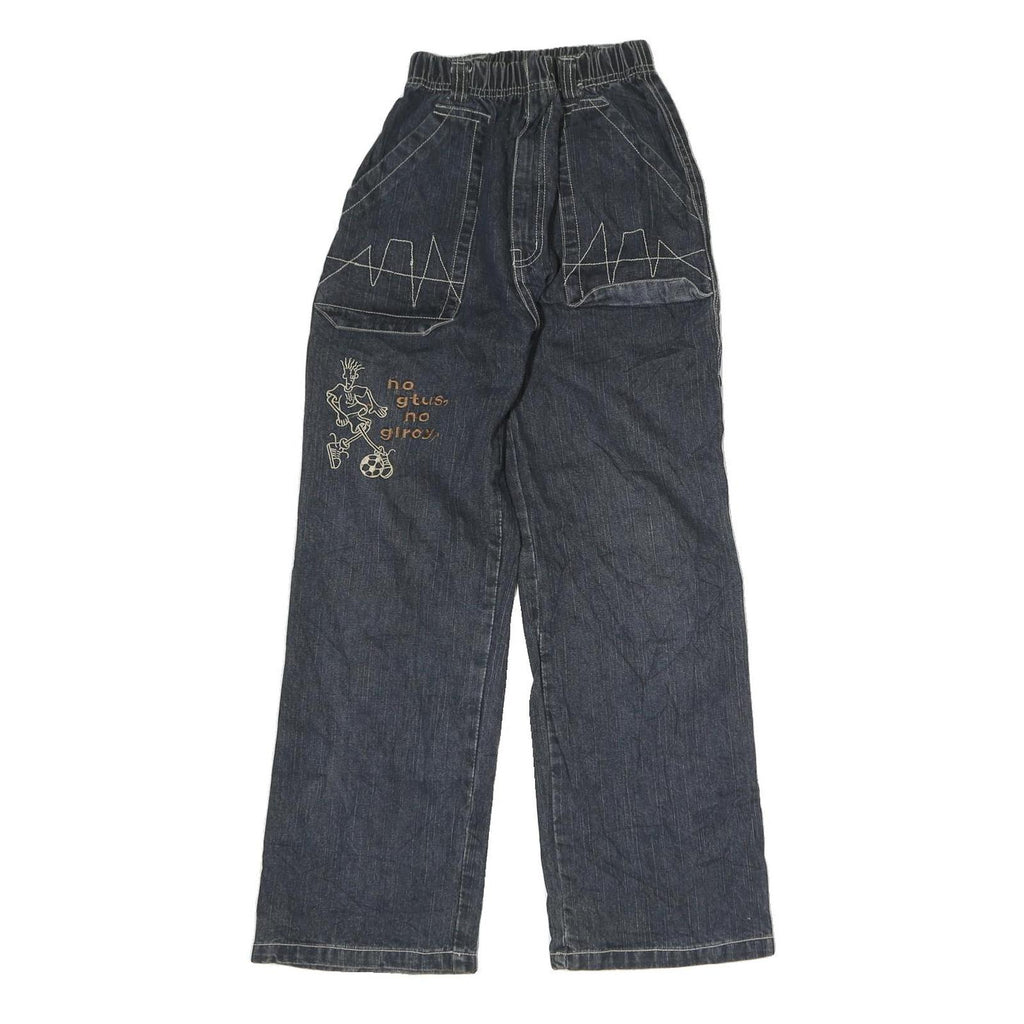 BEI BEI Womens Relaxed Blue Denim Jeans W10 L26 Embroidered Casual Pocket