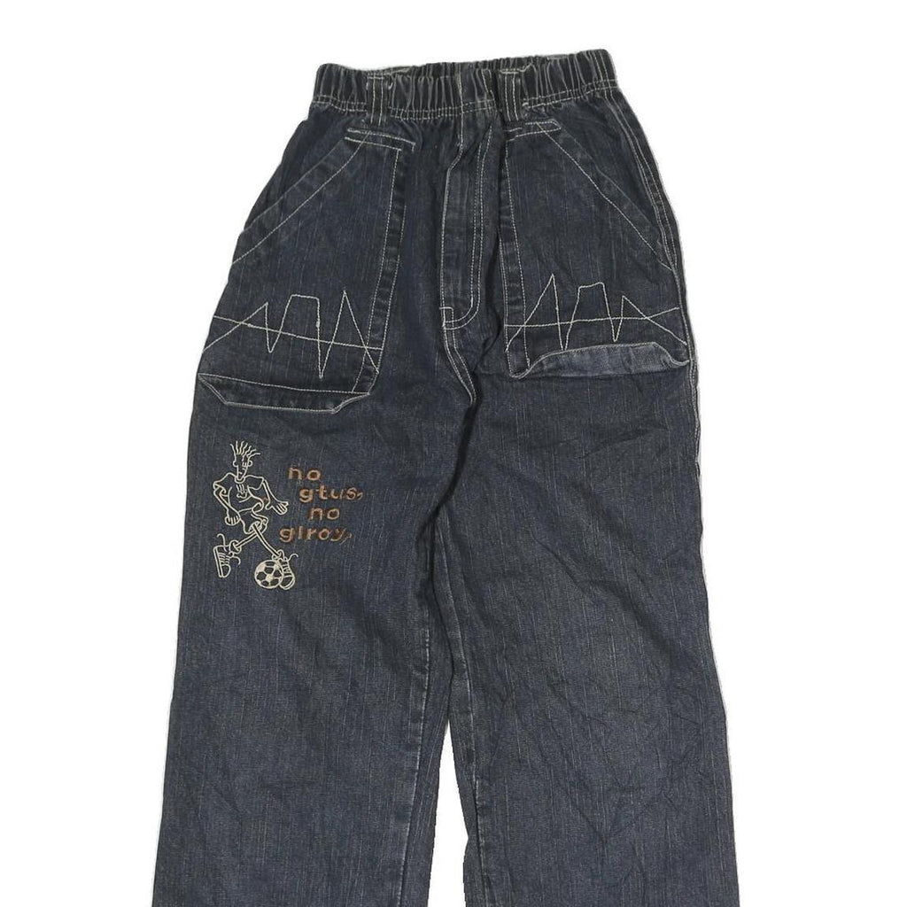 BEI BEI Womens Relaxed Blue Denim Jeans W10 L26 Embroidered Casual Pocket