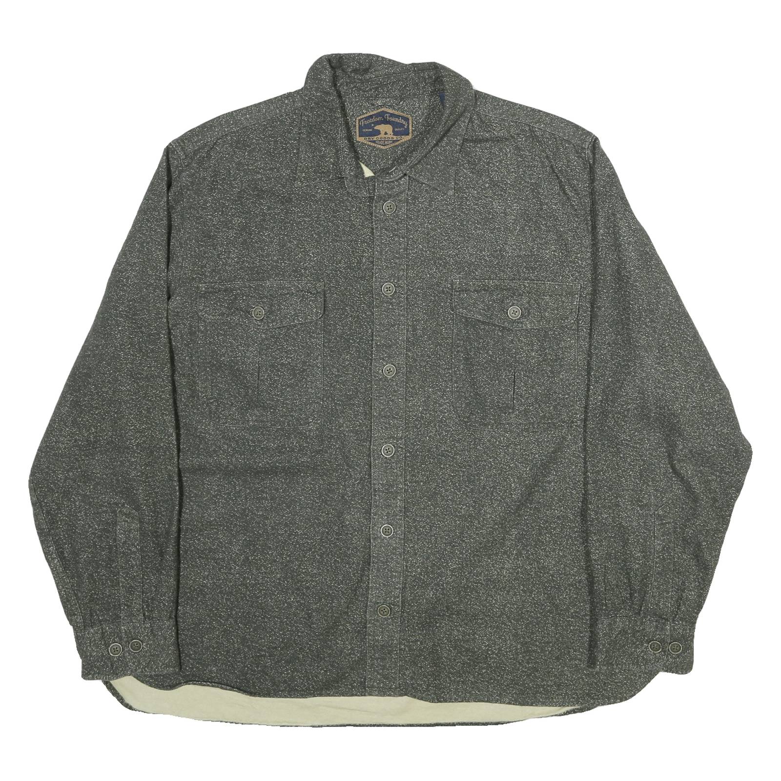 FREEDOM FOUNDRY Mens Grey Shirt XL Cotton Blend Button Pocket Casual Workwear