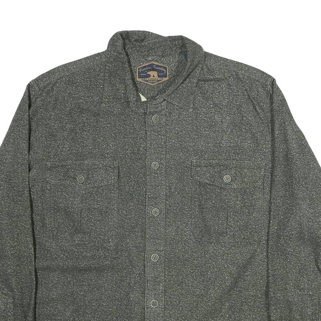 FREEDOM FOUNDRY Mens Grey Shirt XL Cotton Blend Button Pocket Casual Workwear